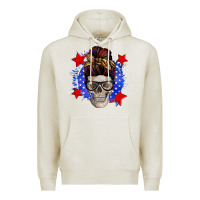 Oatmeal Heather American mom skull Premium Hoodie - Zillion Design Studio