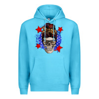 Ocean Blue American mom skull Premium Hoodie - Zillion Design Studio