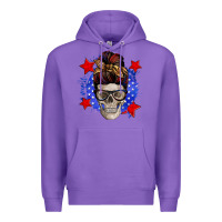 Purple American mom skull Premium Hoodie - Zillion Design Studio