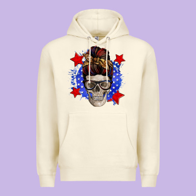 American Mom Skull Premium Hoodie Designed By Zillion Design Studio