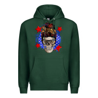 Sports Green American mom skull Premium Hoodie - Zillion Design Studio