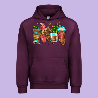 Cowgirl Coffee Cups Urban Hoodie Designed By Zillion Design Studio