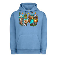 Pigment Pebble Blue cowboy coffee cups Urban Hoodie - Zillion Design Studio