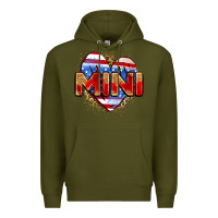 Army Green American mini heart Premium Hoodie - Zillion Design Studio