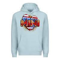 Blue Mist American mini heart Premium Hoodie - Zillion Design Studio