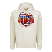 Oatmeal Heather American mini heart Premium Hoodie - Zillion Design Studio