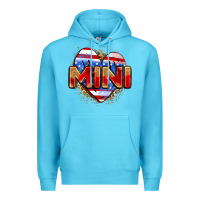 Ocean Blue American mini heart Premium Hoodie - Zillion Design Studio