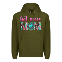 Army Green hot mess mom Premium Hoodie - texasbilliewilder