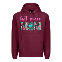 Burgundy hot mess mom Premium Hoodie - texasbilliewilder