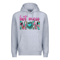 Heather Grey hot mess mom Premium Hoodie - texasbilliewilder