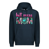 Navy hot mess mom Premium Hoodie - texasbilliewilder