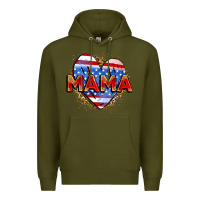 Army Green American mama heart Premium Hoodie - Zillion Design Studio