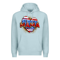 Blue Mist American mama heart Premium Hoodie - Zillion Design Studio