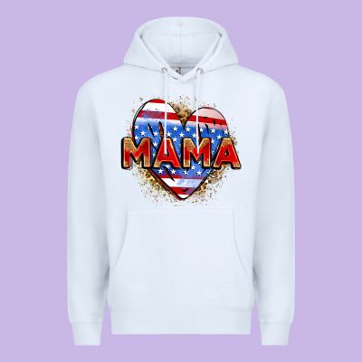 American Mama Heart Premium Hoodie Designed By Zillion Design Studio