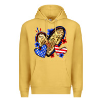 Antique Gold American flag heart leopard Premium Hoodie - Zillion Design Studio