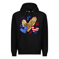 Black American flag heart leopard Premium Hoodie - Zillion Design Studio