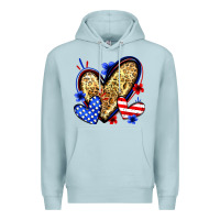 Blue Mist American flag heart leopard Premium Hoodie - Zillion Design Studio