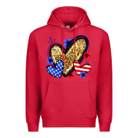 Cardinal American flag heart leopard Premium Hoodie - Zillion Design Studio