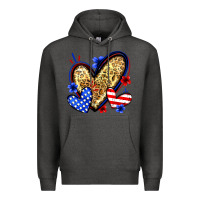 Charcoal Heather American flag heart leopard Premium Hoodie - Zillion Design Studio