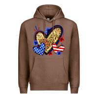 Chestnut American flag heart leopard Premium Hoodie - Zillion Design Studio