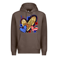 Coffee American flag heart leopard Premium Hoodie - Zillion Design Studio