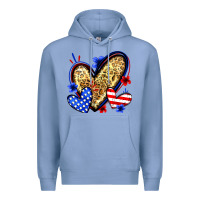 Colony Blue American flag heart leopard Premium Hoodie - Zillion Design Studio