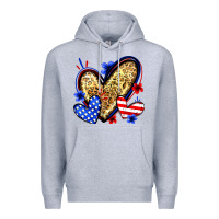 Heather Grey American flag heart leopard Premium Hoodie - Zillion Design Studio