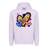 Lilac American flag heart leopard Premium Hoodie - Zillion Design Studio
