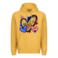 Mustard American flag heart leopard Premium Hoodie - Zillion Design Studio