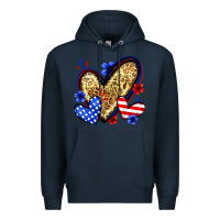 Navy American flag heart leopard Premium Hoodie - Zillion Design Studio