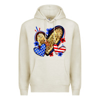 American Flag Heart Leopard Premium Hoodie | Teevron