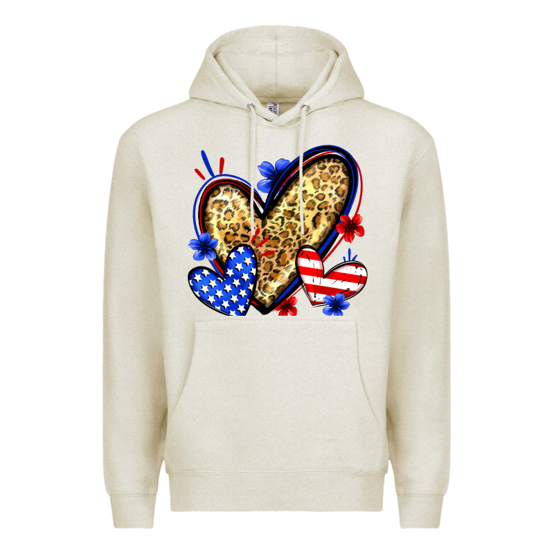 American Flag Heart Leopard Premium Hoodie by Zillion Design Studio | Teevron