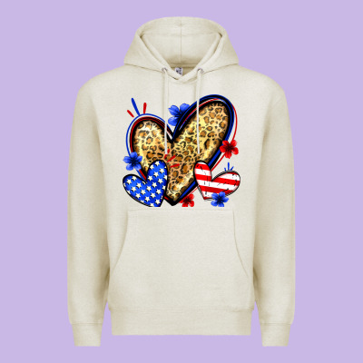 American Flag Heart Leopard Premium Hoodie Designed By Zillion Design Studio