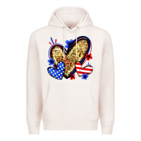 Pale Pink American flag heart leopard Premium Hoodie - Zillion Design Studio
