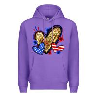 Purple American flag heart leopard Premium Hoodie - Zillion Design Studio