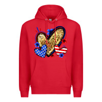 Red American flag heart leopard Premium Hoodie - Zillion Design Studio