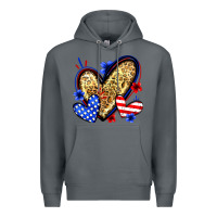 Rock American flag heart leopard Premium Hoodie - Zillion Design Studio