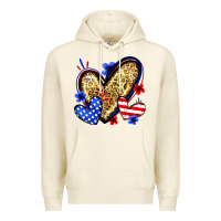 Sandshell American flag heart leopard Premium Hoodie - Zillion Design Studio