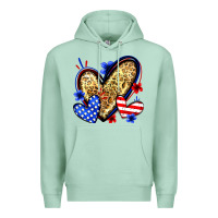 Seafoam American flag heart leopard Premium Hoodie - Zillion Design Studio