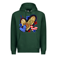 Sports Green American flag heart leopard Premium Hoodie - Zillion Design Studio