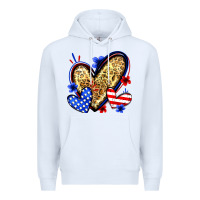 White American flag heart leopard Premium Hoodie - Zillion Design Studio