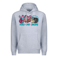 Heather Grey peace love racing Premium Hoodie - AdoDesignShop