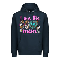 Navy i am cool mom Premium Hoodie - texasbilliewilder