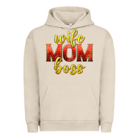 Pigment French Oak wife mom boss Urban Hoodie - texasbilliewilder
