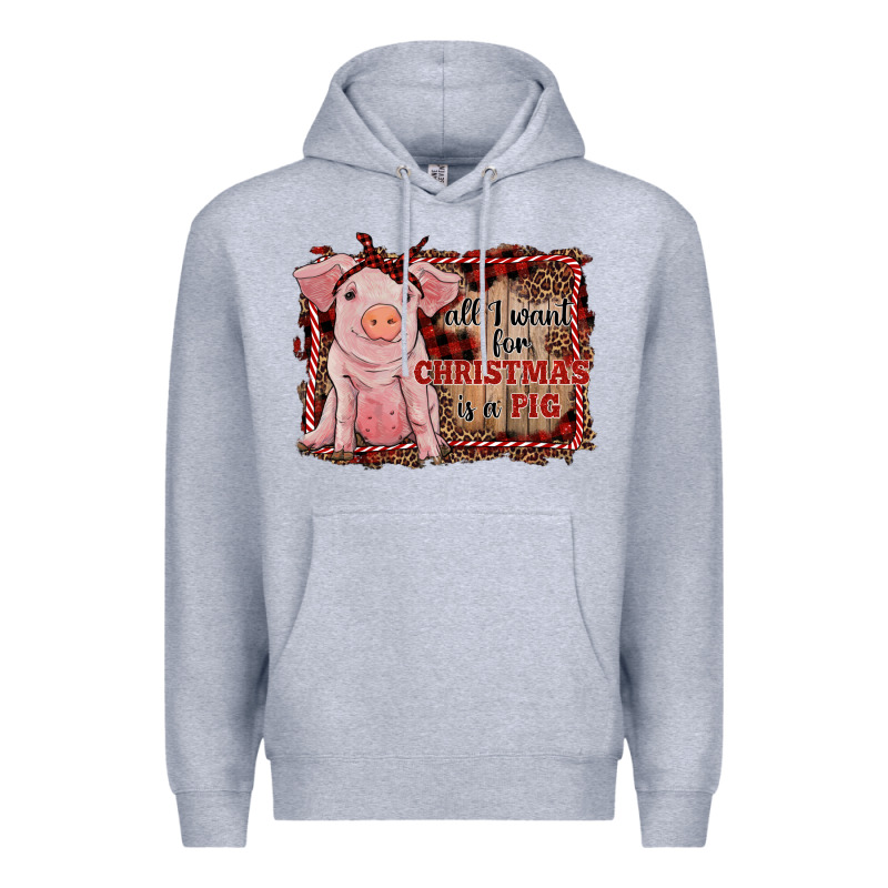 All I Want For Christmas Is A Pig Sitting Pig Premium Hoodie by RanaPortraitStore | Teevron