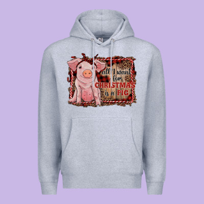 All I Want For Christmas Is A Pig Sitting Pig Premium Hoodie Designed By Ranaportraitstore