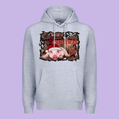 All I Want For Christmas Is A Pig Baby Premium Hoodie Designed By Ranaportraitstore