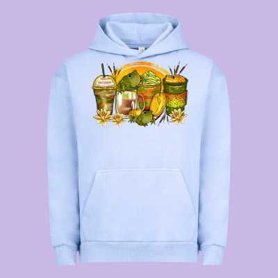 Frog Coffee Cups Urban Hoodie Designed By Zillion Design Studio