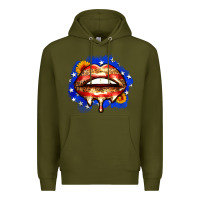 Army Green leopard american flag lips Premium Hoodie - Zillion Design Studio