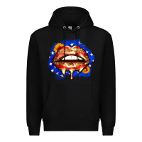 Black leopard american flag lips Premium Hoodie - Zillion Design Studio